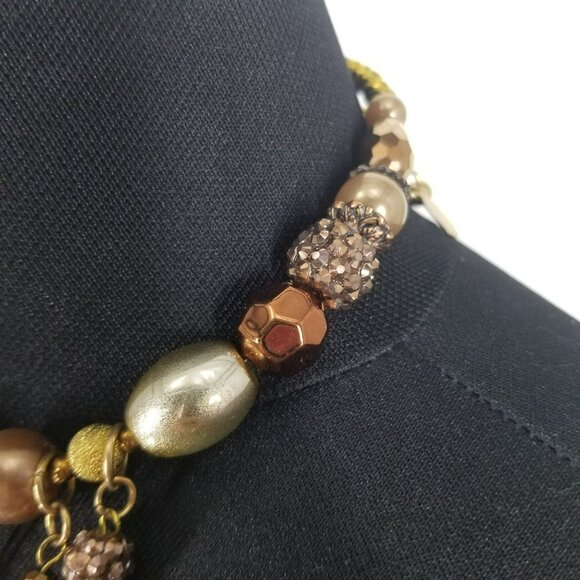 Treska Gold Mixed Metallic Beaded Choker Necklace Earring Bracelet Set Boho - Picture 5 of 12